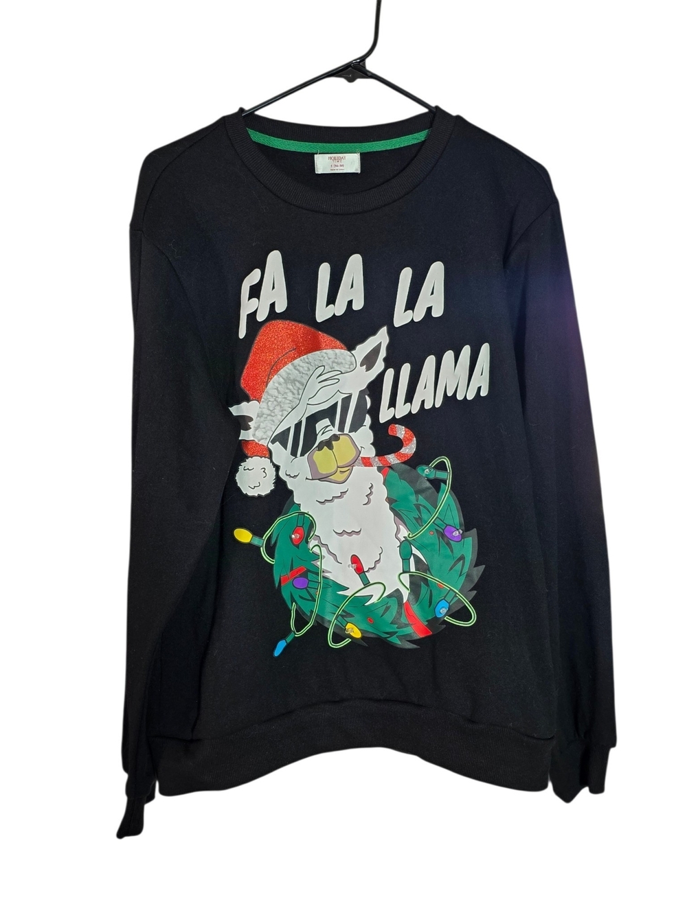 Holiday Time Light Up Ugly Christmas Sweatshirt Fa La La Llama Small S 34-36